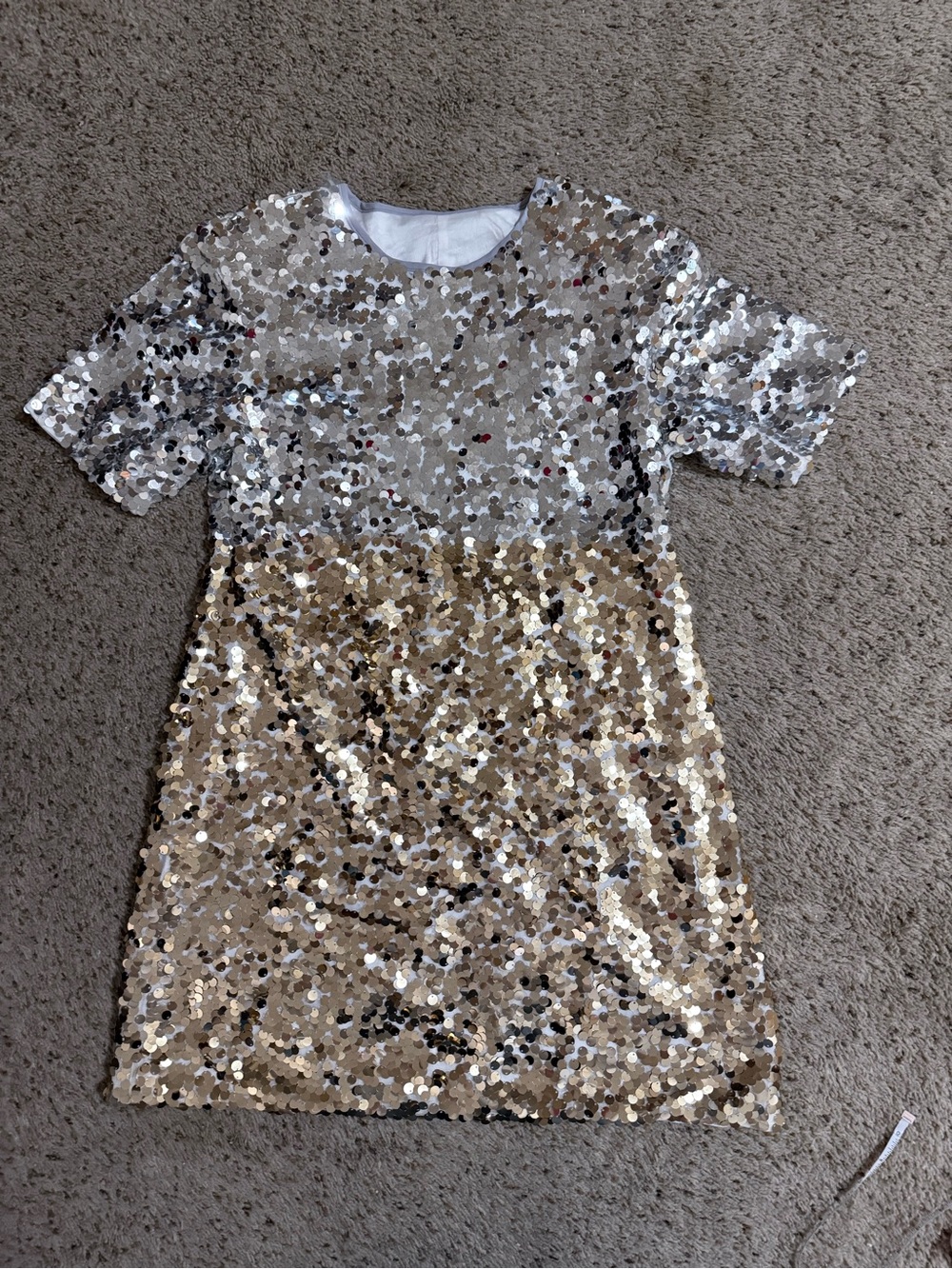 Stun in Two-Tone Silver & Gold Ombré Sequin Party Mini Dress